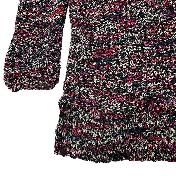 Nic+Zoe Holiday Wreath V-Neck 3/4 Sleeve Asymmetrical Hem Pullover Sweater Large - Picture 6 of 9